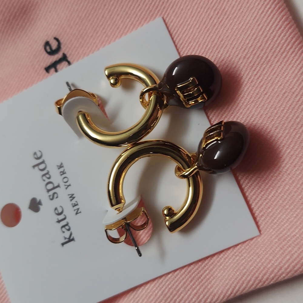 Kate Spade Gold and Brown M&M  Charm Earrings